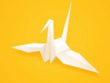 Paper origami crane concept. EPS 10 file. Transparency effects used on highlight elements.