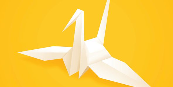 Paper origami crane concept. EPS 10 file. Transparency effects used on highlight elements.